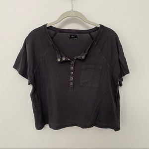 Out From Under (UO) Dark Grey Button-Up T